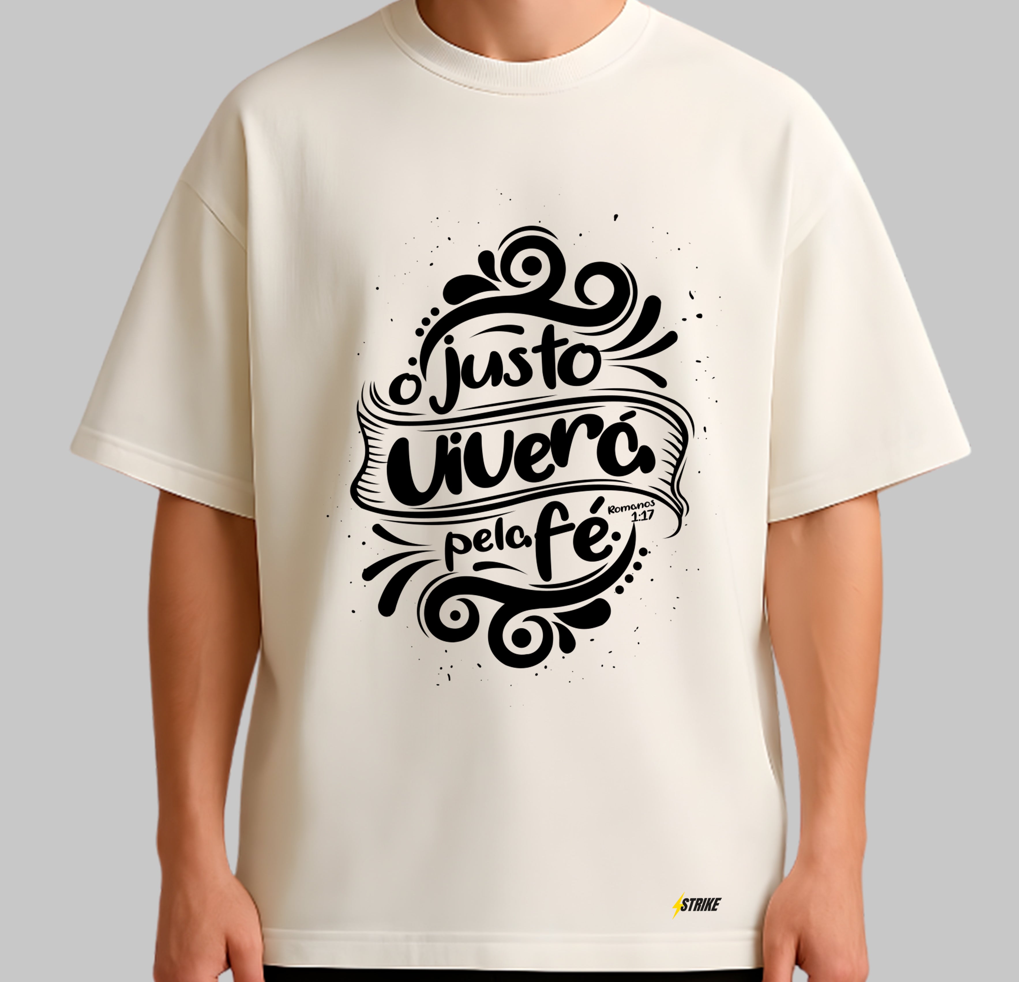 Oversized Off-White - O JUSTO VIVERÁ PELA FÉ - PRETO